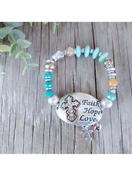 Jewelry - NWT Western Faith Hope Love Stretch Bracelet